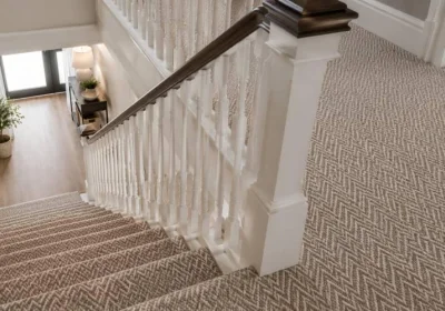 Herringbone Carpet on Stairs and Landing