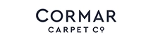 Logo for CORMAR Carpet Co featuring 'CORMAR' in large dark-blue letters above 'CARPET CO' in smaller letters on a white background.
