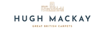 Logo featuring a gold skyline above dark blue HUGH MACKAY and the gold tagline GREAT BRITISH CARPETS.
